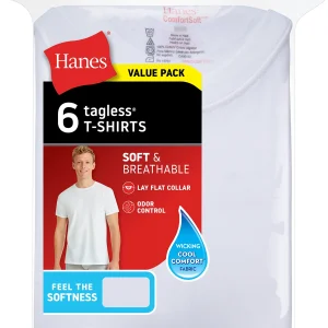 Hanes Men's Value Pack White Crew T-Shirt Undershirts, Pack